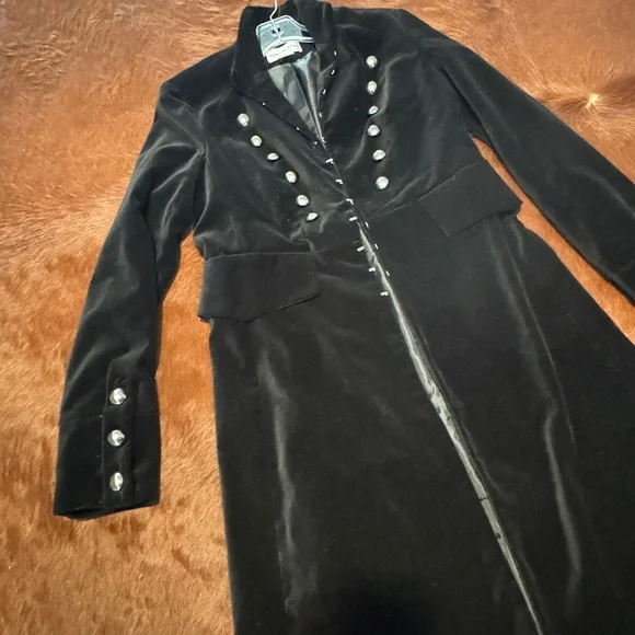 Vintage Pure Badass Rare Flawless Velvet Steampunk/Military Long Jacket